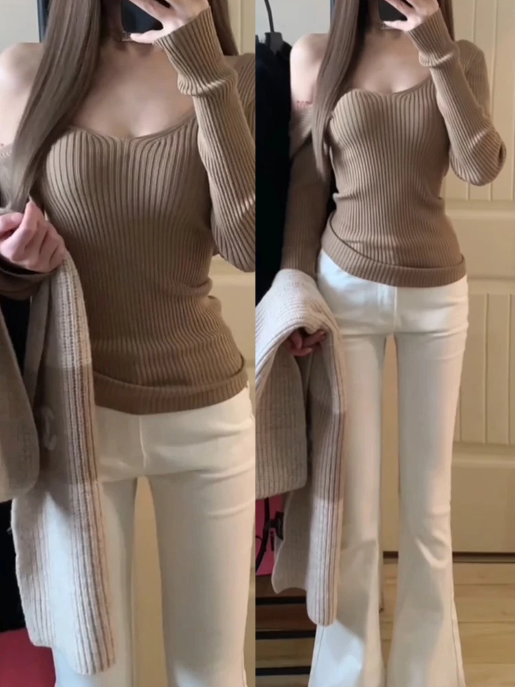 セーター ジャンパー プルオーバー 女性 感情 スケルトン ゴルフウェア カジュアル アーバン Y2K ファッション ヴィンテージ スポーツ シック 冬 ユース カルチャー BF