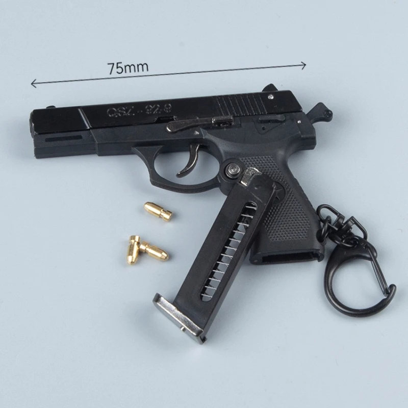 1:3 Scale QSZ-92 Pistol Keychain, Alloy Shell Ejectable Handgun Model, Detachable Magazine Slide Action Non-Firing Key Ornament