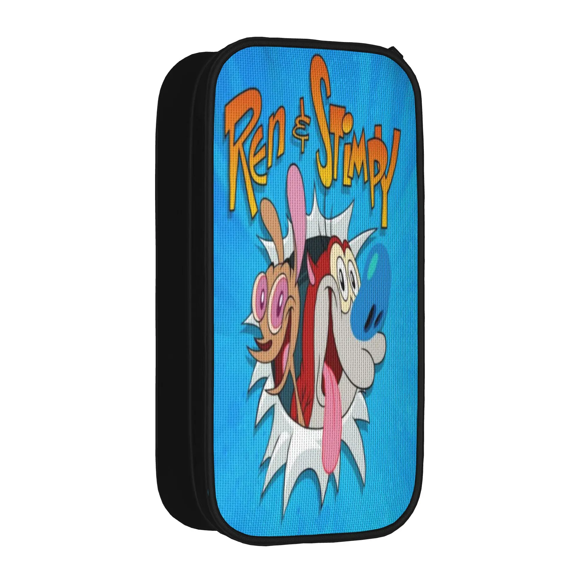 Duo Rucksack Ren & Stimpy  Pencil Cases Fashion   Pen Box Bag Large Storage Students School Zipper Pencilcases