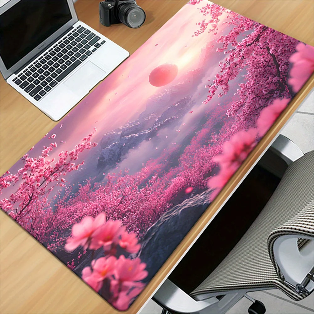 

Japanese Pink Cherry Blossom, Pad for Desk, Gaming, Office Decor, Non-Slip Rubber Base