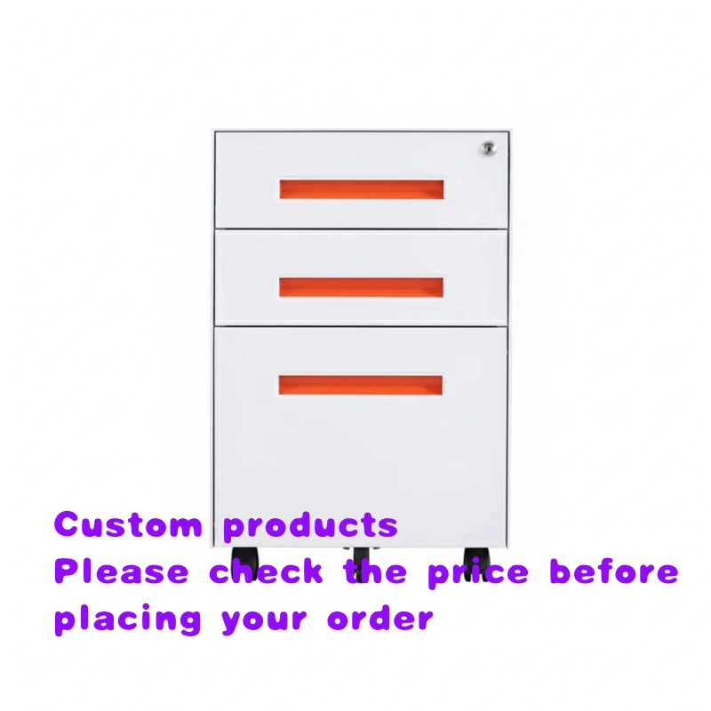 custom.Modern Steel 3 Drawer Mobile File Cabinet with Recessed Handle Home Office Storage
