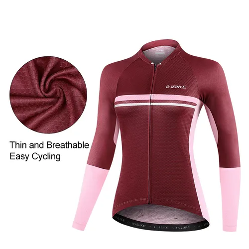 Imagen 2 del producto Inbike-Camiseta de ciclismo para mujer, ropa de lana cálida de manga larga para primavera y otoño, ropa deportiva para ciclismo al aire libre, ropa para bicicleta MTB