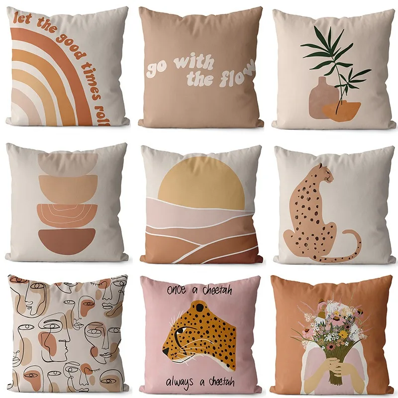 

Оранжевое растение в животном стиле односторонняя цифровая печать абстрактная фотография Подушка для спальни прикроватное украшение