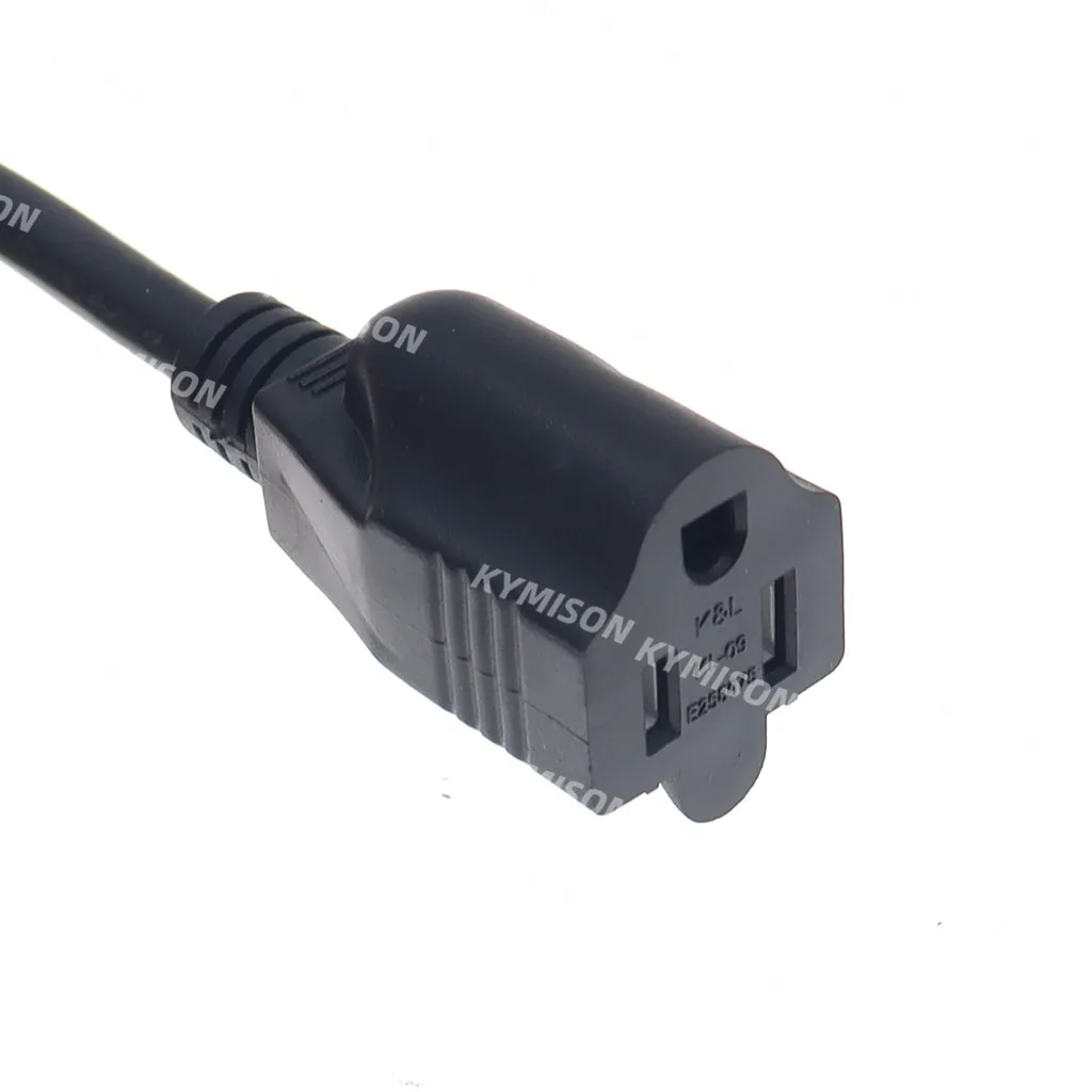 USA/American 3pin Short Flat Plug Power Cord,Nema 5-15P Flat Plug to Nema 5-15R Female Extension Cable 16AWG 30CM