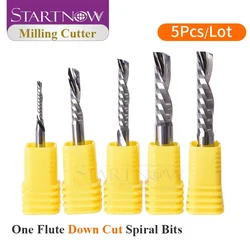 Startnow 5 stks/partij Down Cut Frees Enkele Fluit Frees 3.175/4/6 Wolfraamcarbide CNC Tool Router graveren Spiraal Bits