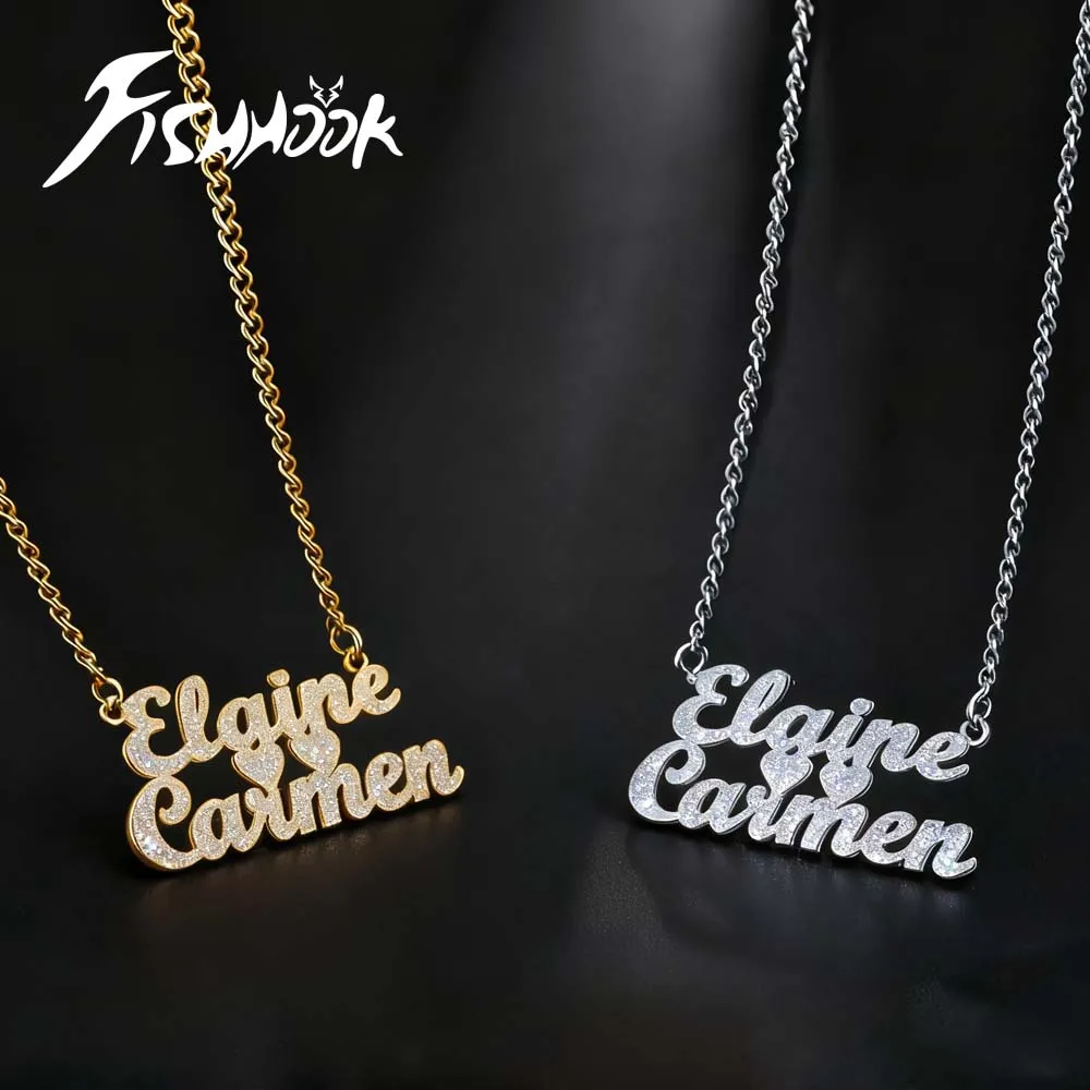 كبير الذهب اللون الفاخرة بلينغ قلادة اسم مخصص شخصية قلادة هدية للنساء الأسود سلسلة رجالية الفولاذ المقاوم للصدأ الهيب البوب #1
