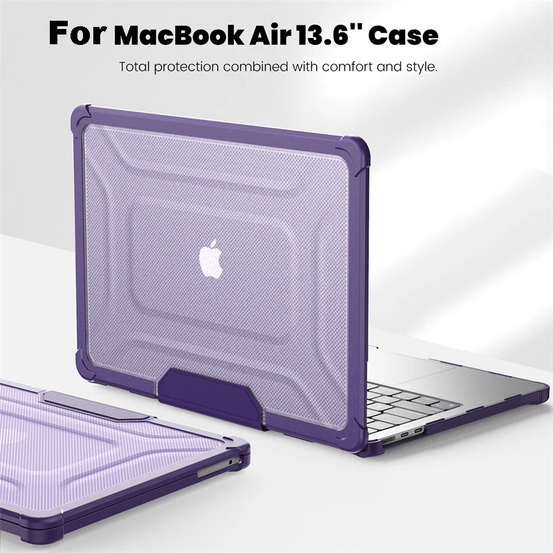 Imagem -03 - Capa de Suporte à Prova de Choque para Macbook Estojo Protetor Transparente Novo Air m1 m2 m3 13.6 15.3 Pro 13 14 16 A2337 A2681 A2442 A2941