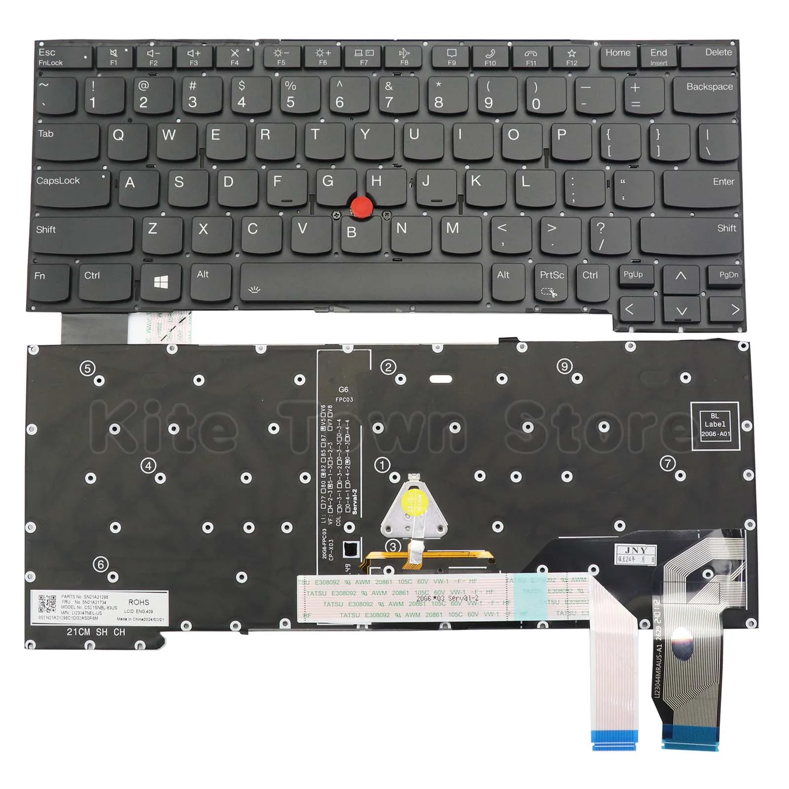 New US Layout Laptop Keyboard Backlit w/ Pointer for Lenovo Thinkpad X13 Yoga Gen1 Type 20SX 20SY X390 Yoga Type 20NN 20NQ