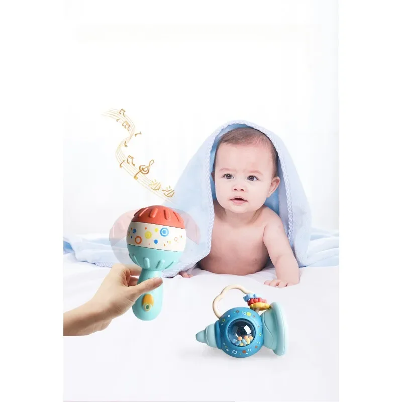 Newborn Baby Rattles Grab Ability Training Toys Chews Food Grade Silicone Teethers Soft Rubber Stroller Bed Hanging Bell Kid Toy