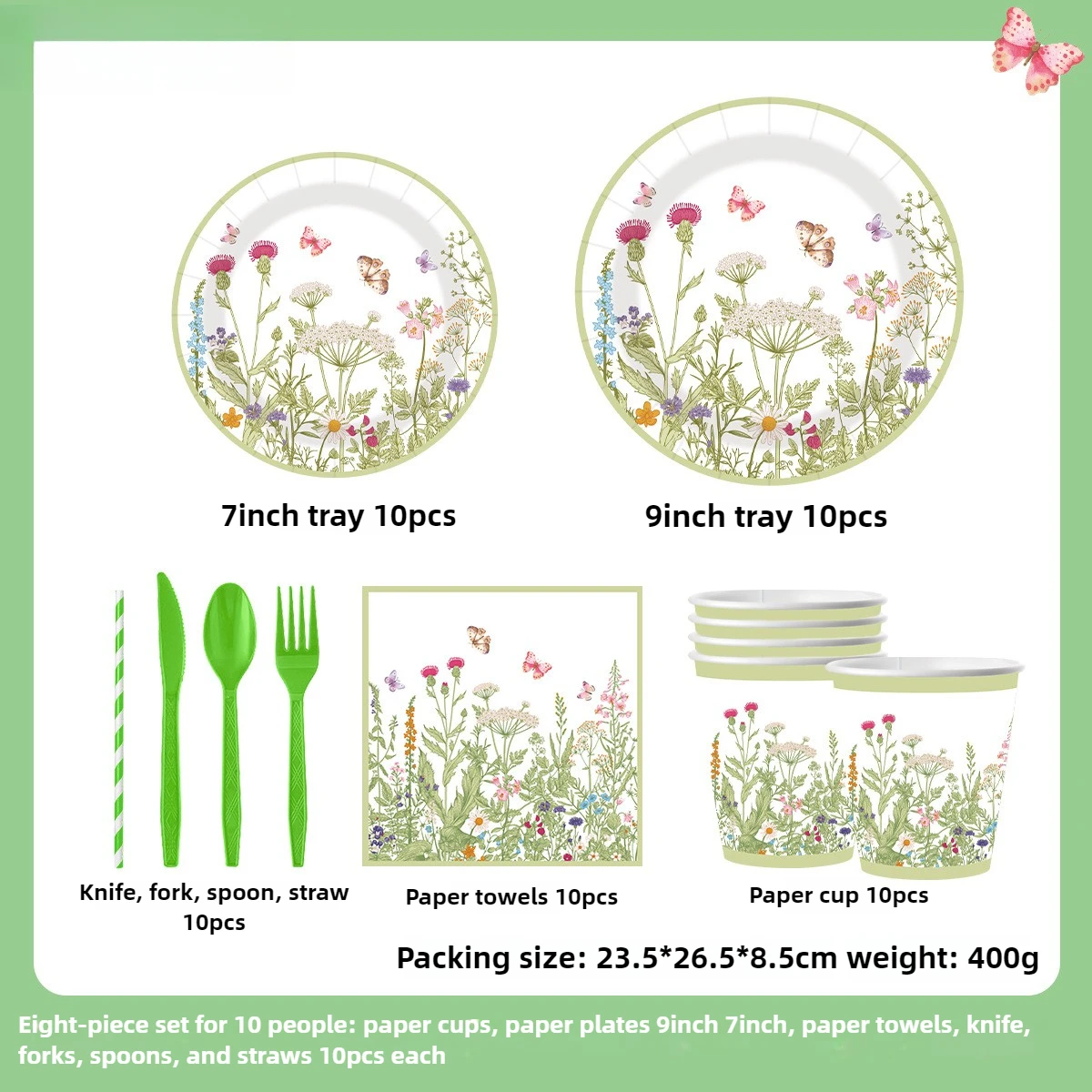 240 stks Lente Bloemen Verse Wegwerp Papier Servies Wildflower Plaat Verjaardagsfeestje Decoratie Feestartikelen Party