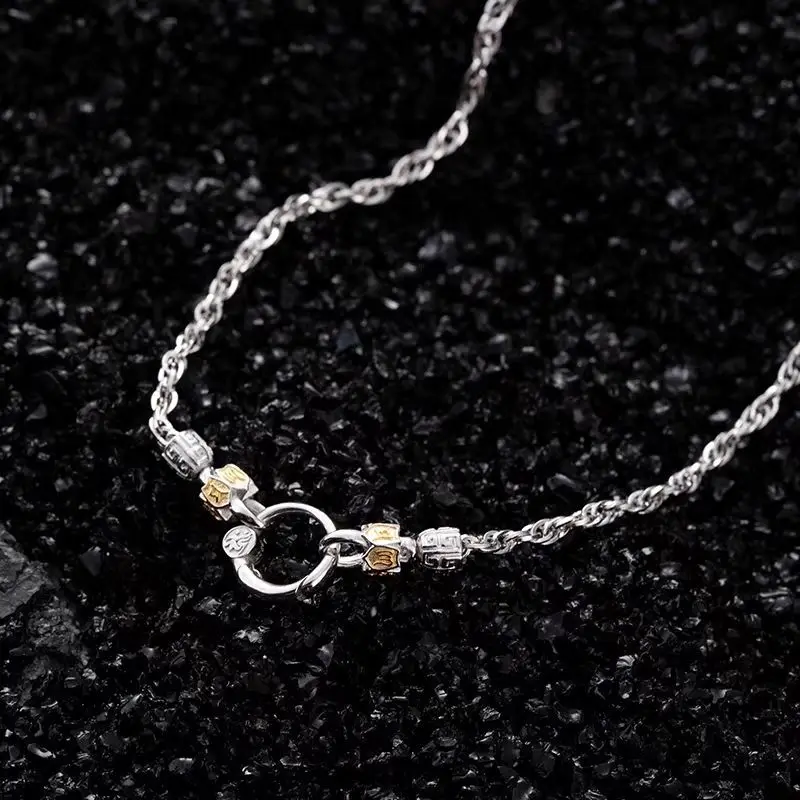 

Six-character Mantra Necklace for Men and Women Hanging National Fashion Joker Silver Chain Alive