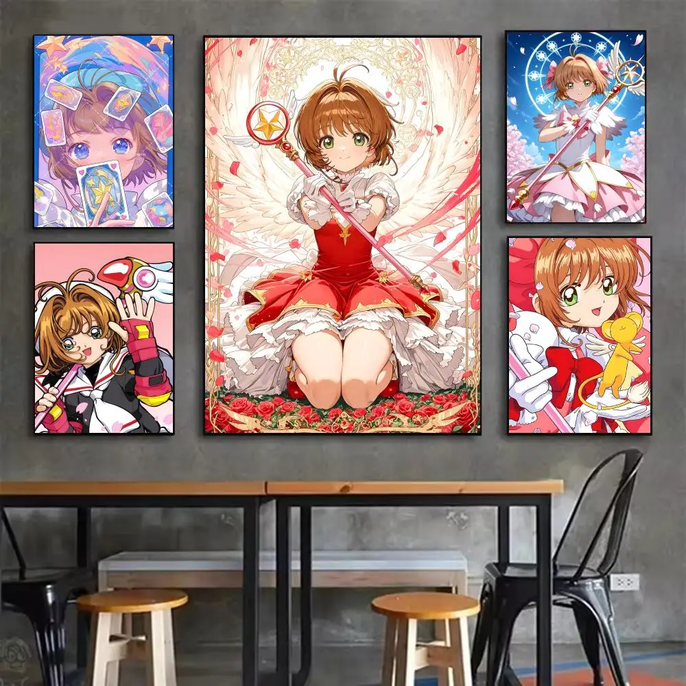 Anime C-Cardcaptor Sakura Poster Self-adhesive Art Waterproof Sticker Coffee House Dorm Room Wall Decor
