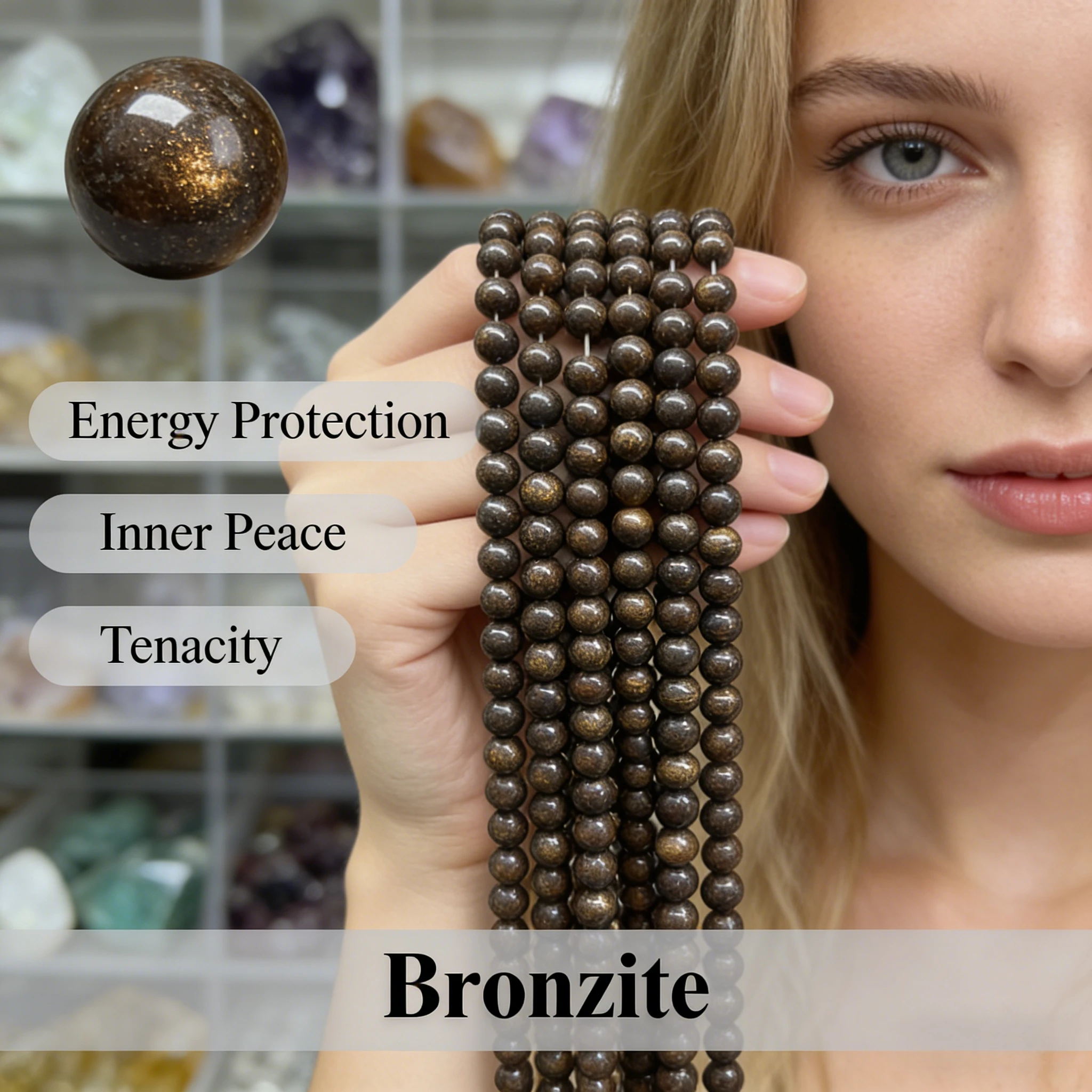 

Natural Bronze Brown Bronzite Beads 4 6 8 10mm Round Loose Gemstone Beads for Making DIY Bracelet Necklace Jewelry Accessories