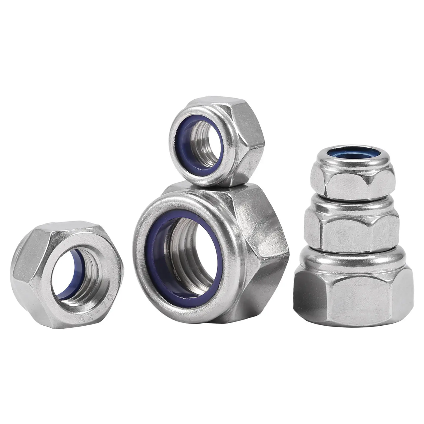 Nylon Locknut 304 316 Stainless Steel Hex Hexagon Lock Nut DIN985 M2 M2.5 M3 M4 M5 M6 M8 M10 M12 M14 M16 M18 M20 Non slip nuts