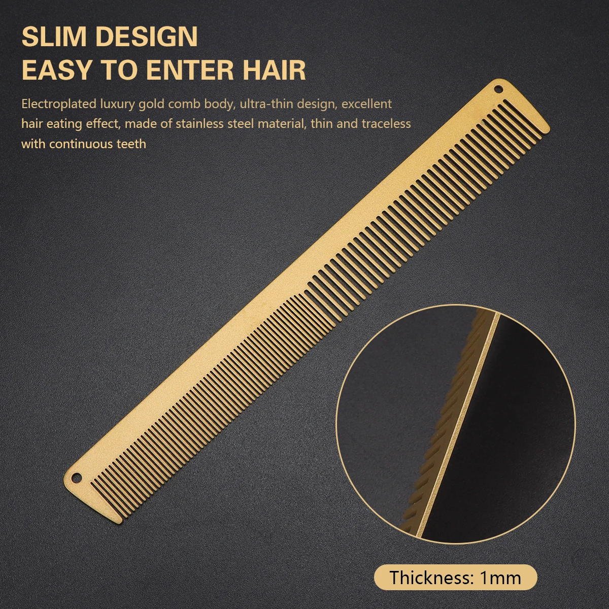 2PC Professional Electroplated Steel Comb Clipper Comb Barber Comb Stylist Styling Tool Accessories Salon Anti-static Hair Cut C