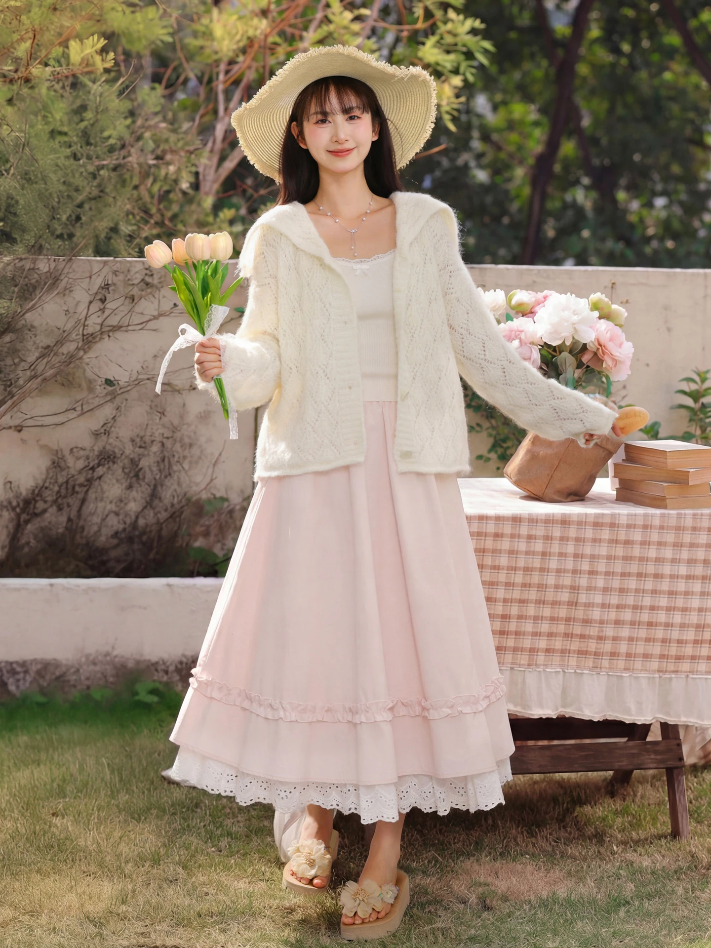 

Новая женская универсальная миди-юбка из чистого хлопка с высокой талией, кружевными вставками и дышащим дизайном, повседневная, дышащая