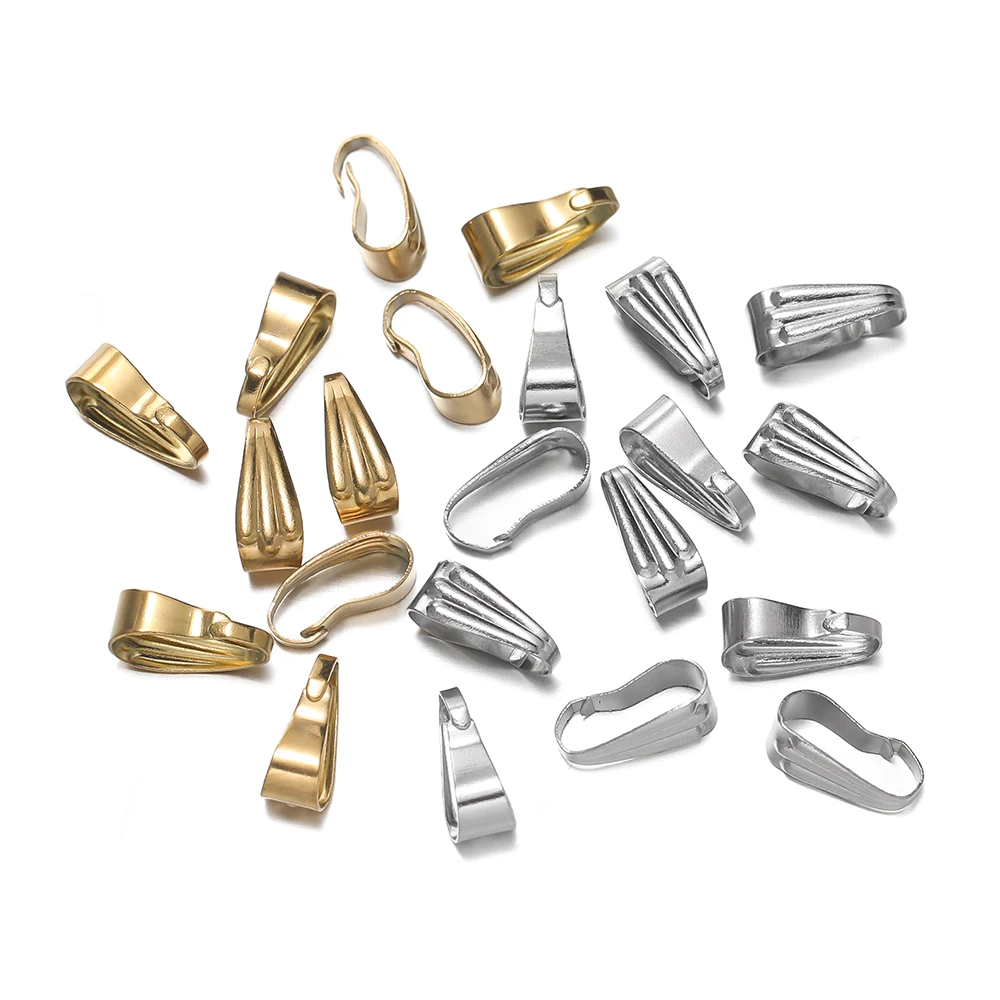 

50pcs Stainless Steel Pinch Clip Clasp Bail Finish Necklace Pendant Claw Clasps Melon Seeds Buckle for DIY Craft Jewelry Making