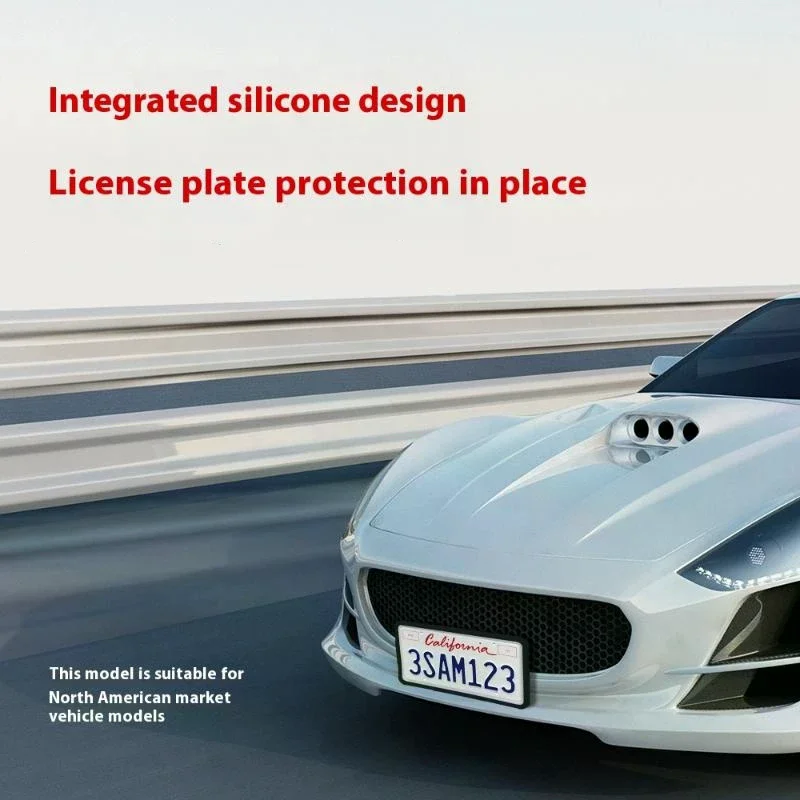 2 Pack Silicone Black License Plate Frame Covers Front/Back Car Plate Bracket Holders Rust-Proof Rattle-Proof Accessories