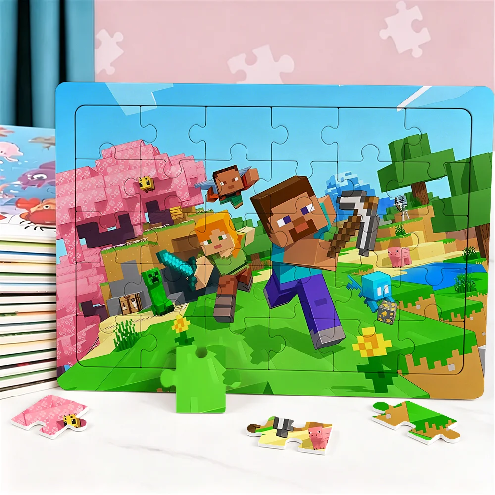 Puzzle Trendy Pixel Game Chicken Jockey Cartoon Anime Assembling Puzzles Creativity Funny Home Party Gaming Toys Birthday Gift