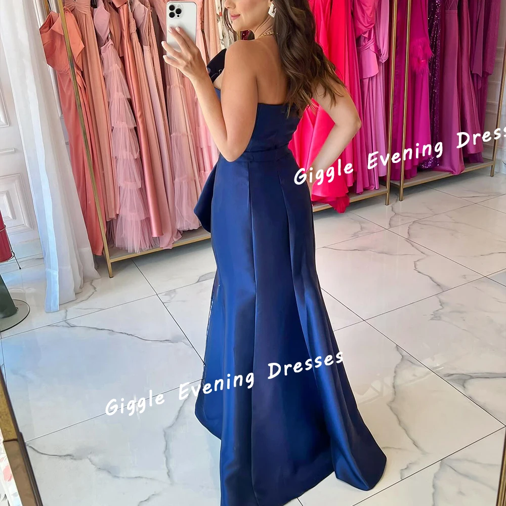 Giggle Satin Strapless Draped Summer Prom Gown Saudi Arab Sleeveless Elegance Floor-Length Evening Party Dresses for Women 2024