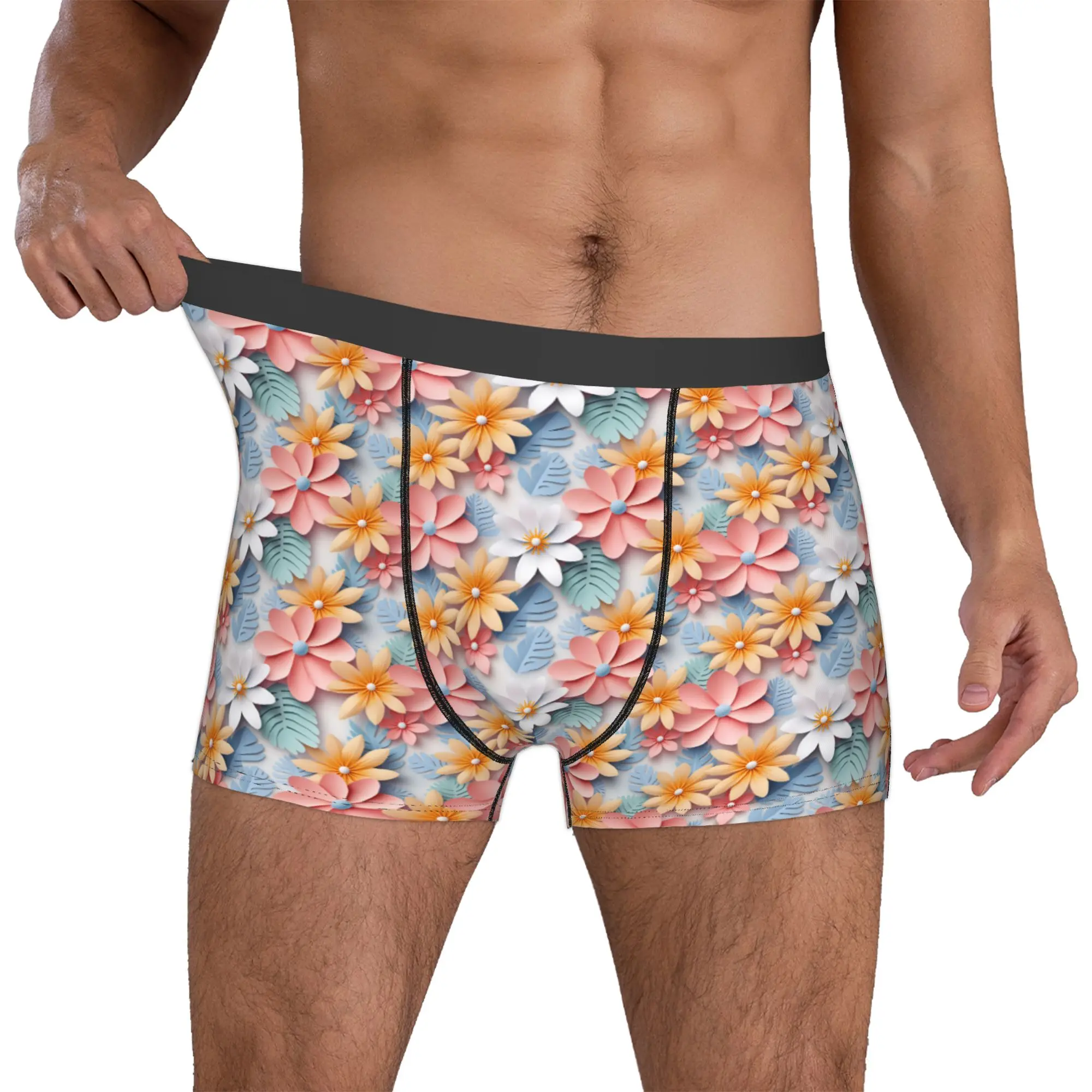 Fashion Trend 3D Flowers Boxers Shorts Men's Luxury High 3D Floral Briefs Underwear Fashion Underpants