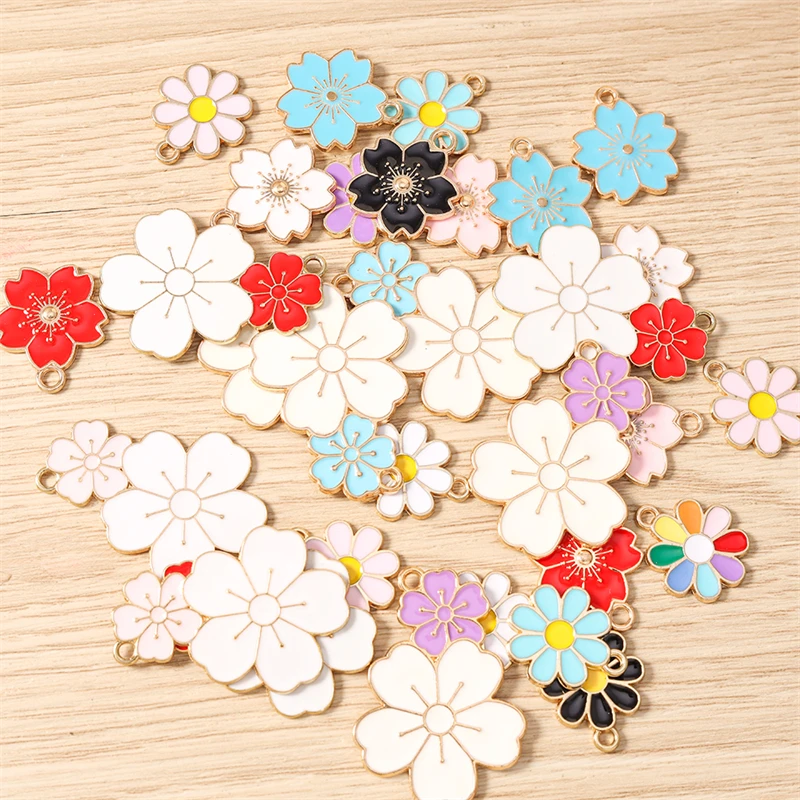10 Stück Niedliche Bunte Emaille-Blumen-Anhänger für Ohrringe, Halsketten, Armbänder, DIY-Handwerk, Schmuckherstellung und Zubehör – Detail 3