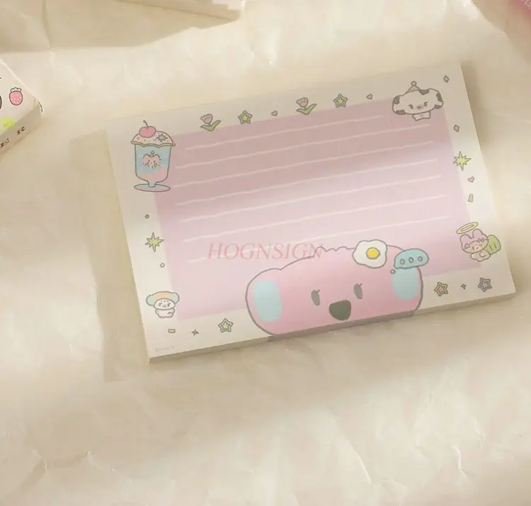 1book Cute cartoon message sticky note paper for students, non stick and tear off, convenient paste for girls, office memo