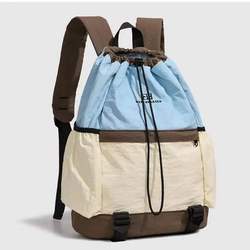 Schoolbags Nylon Backpack Large Capacity Bookbag Lightweight Drawstring Schoolbag Handbag Casual Shoulder Tote Bag Backpacks