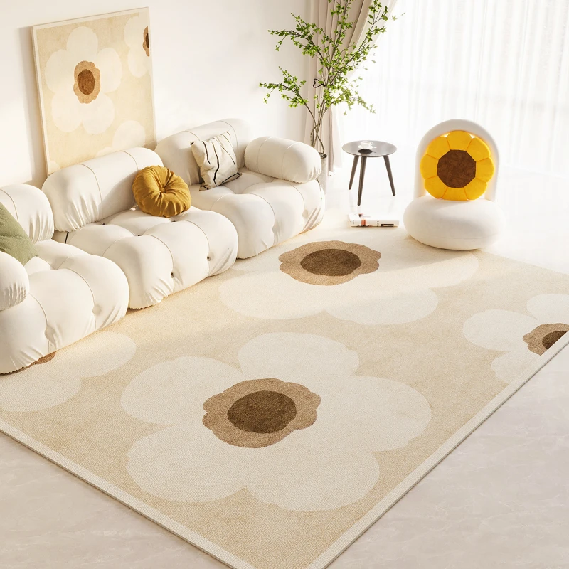 Living Room 2024 New Cream Style Small Fresh Carpet Light Luxury High End Sofa Coffee Table Carpets Floral French Non Slip Rug