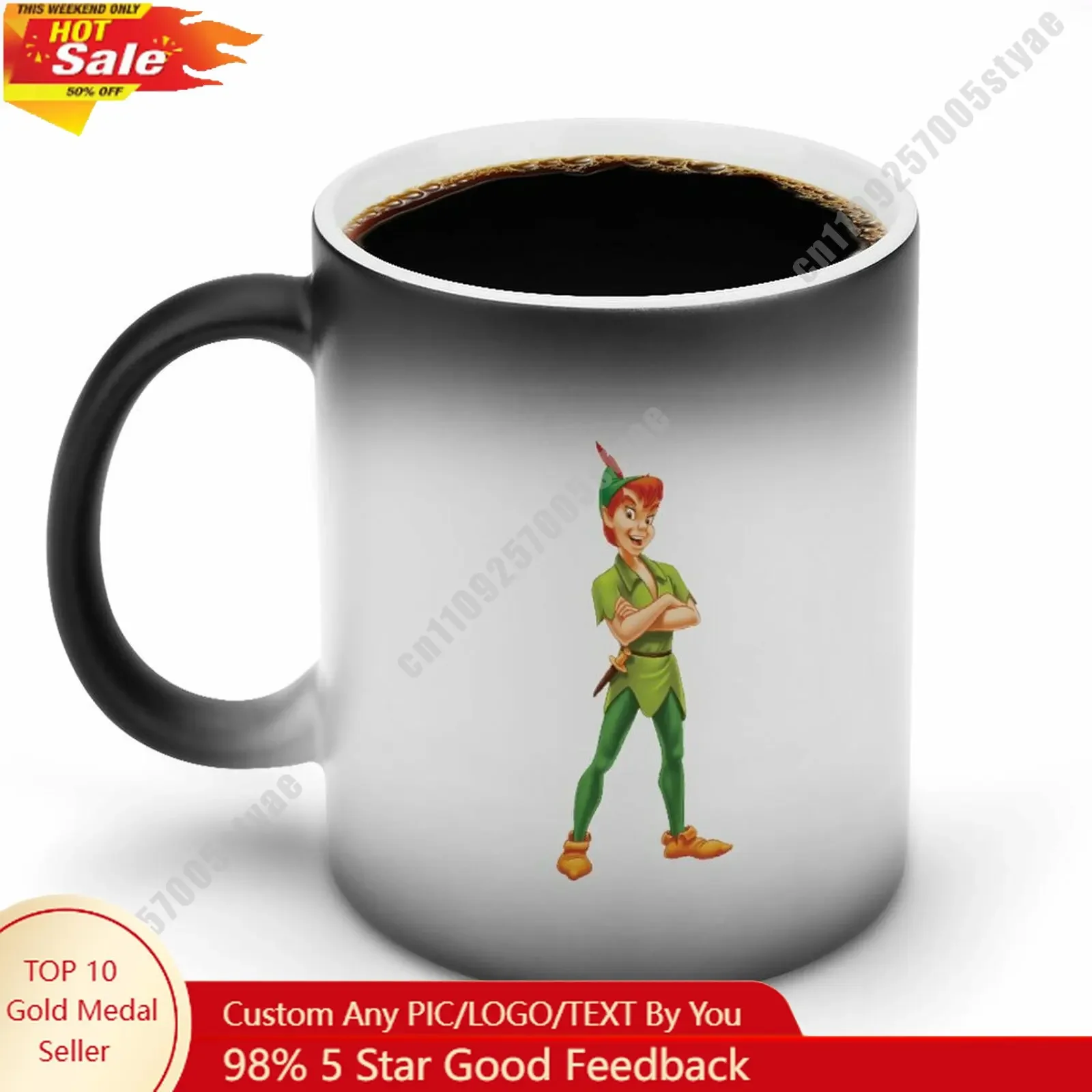 

Peter Pan Color Changing Mug Disney Cartoon Custom Personalized Photo Printing DIY Coffee Cup Birthday Gift Ceramic Mug