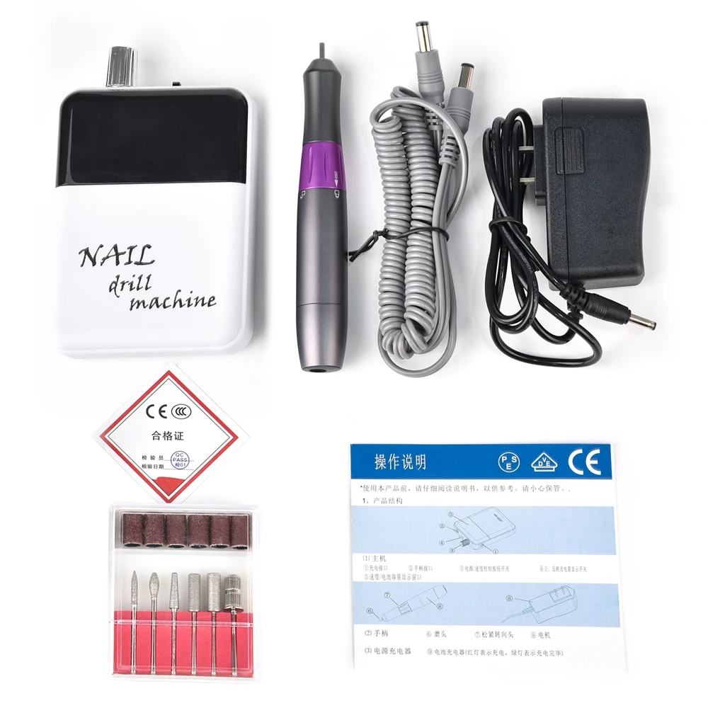 

30000RPM Nail Drill Machine Electric Portable Nail File Rechargeable Nail Sander for Gel Nails Polishing For Home Manicure Salon