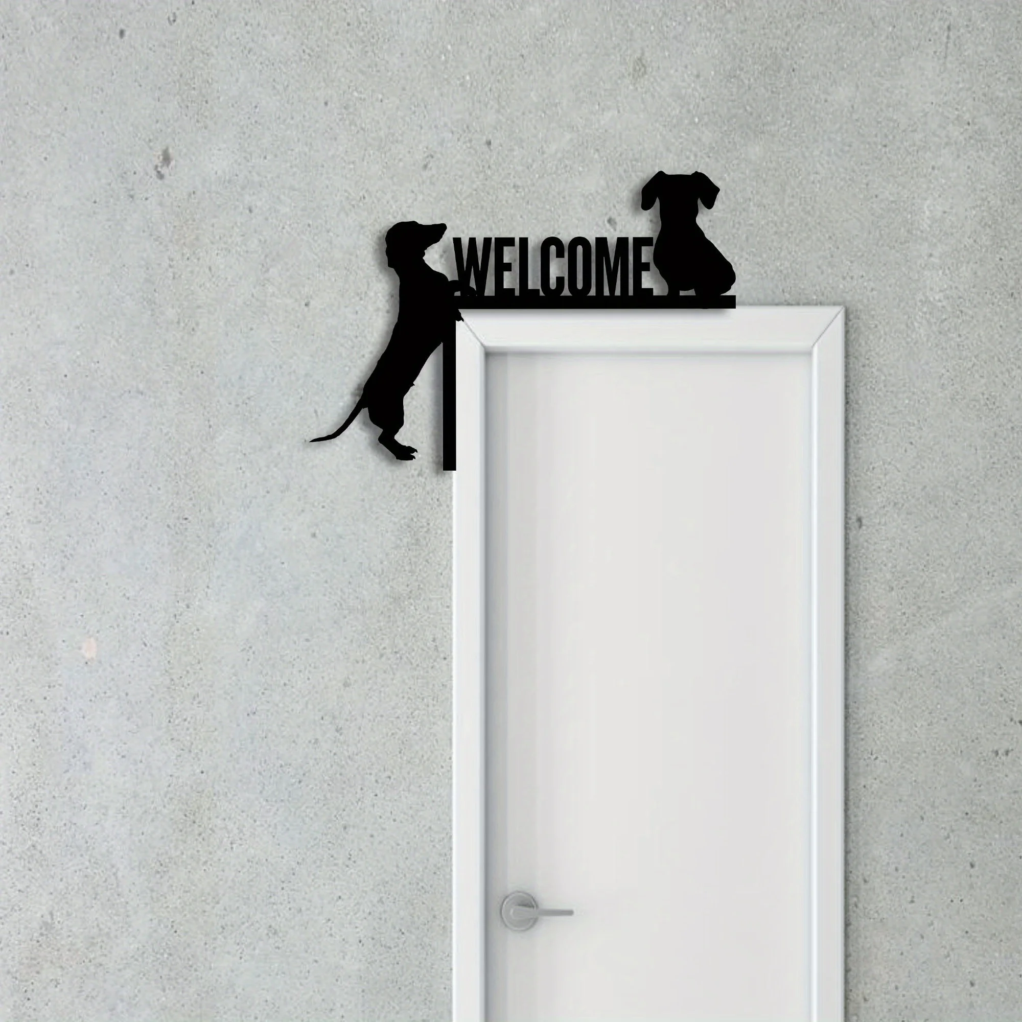 Dachshund Welcome Metal Wall Art Iron Dog Door Topper Home Entrance Hanging Mural Pet Lover Decor Gift