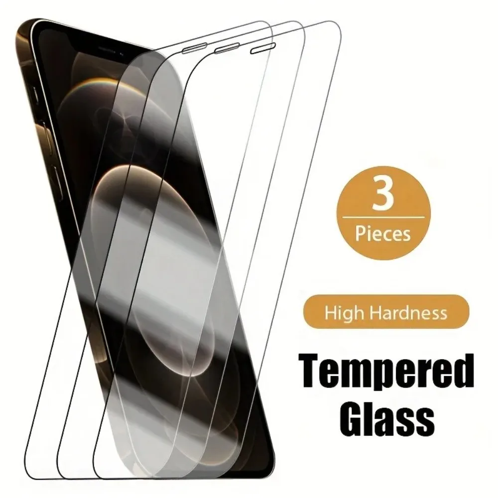

3Pcs Full Cover Tempered Glass Screen Protector For IPhone 15 14 Pro Max 12 13 Mini 11 Pro XR XS Max 7 8Plus Glass Film