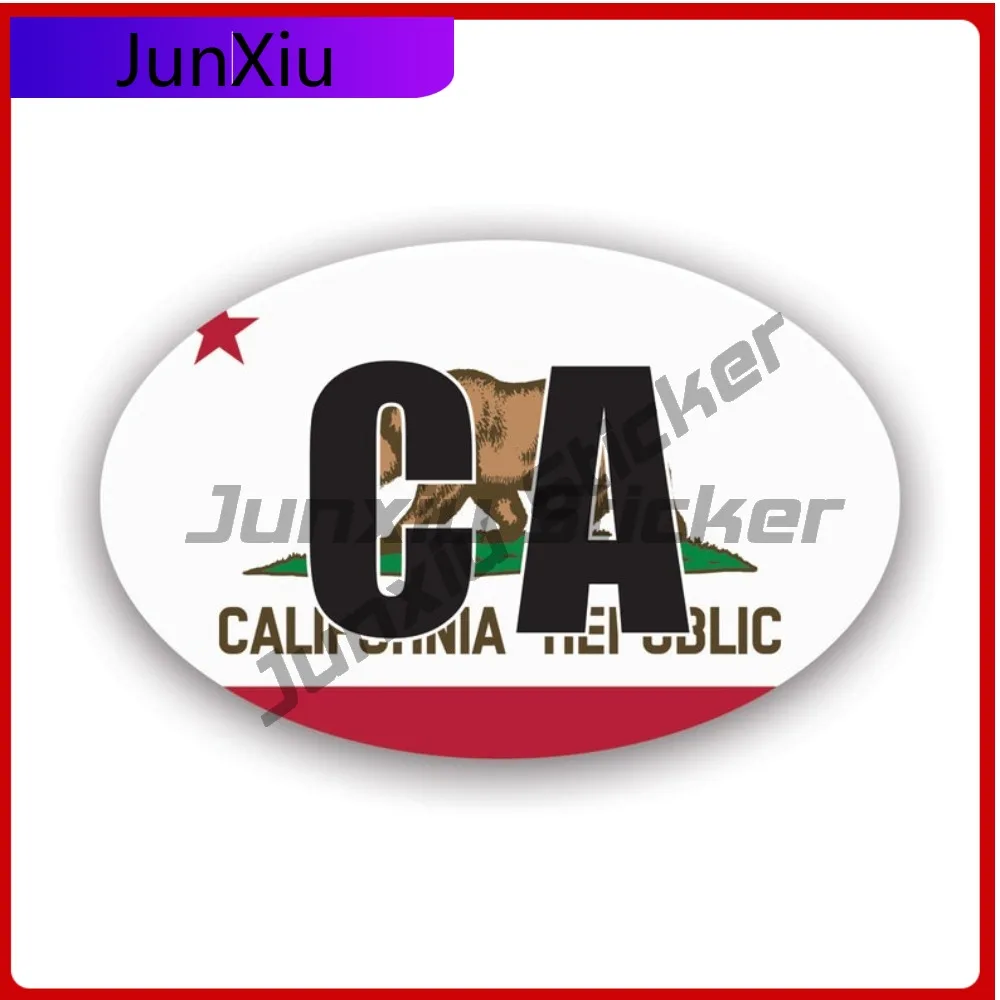

California Flag Oval Scratch Resistant Sun Resistant Vintage For Motorcycle Car Body Rear Windshield No Residue Removable Decor