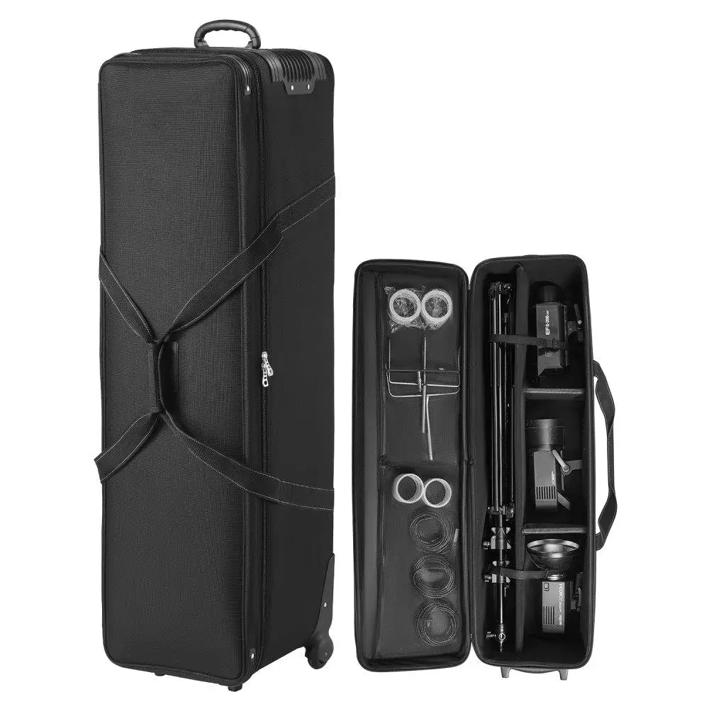 

Studio Equipment Trolley Case 51.57 x 14.37 x 14.96 in Heavy Duty Rolling Camera Carry Bag for Professional Use Durable Material