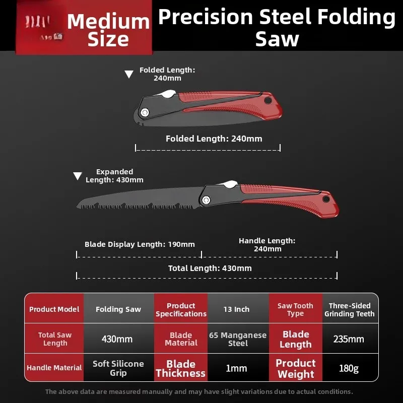 Folding Hand Saw for Outdoor Tree Pruning and Carpentry Work Featuring Secure Grip and Compact Portable Design