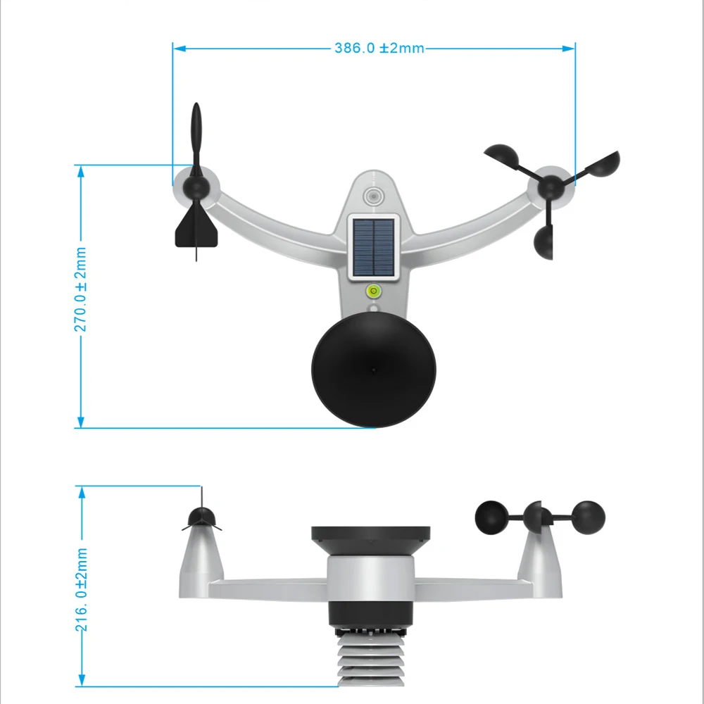 Estação meteorológica wi fi sem fio ao ar livre internet multifuncional umidade pressão anemômetro vento medidor de chuva sensor (acessórios)