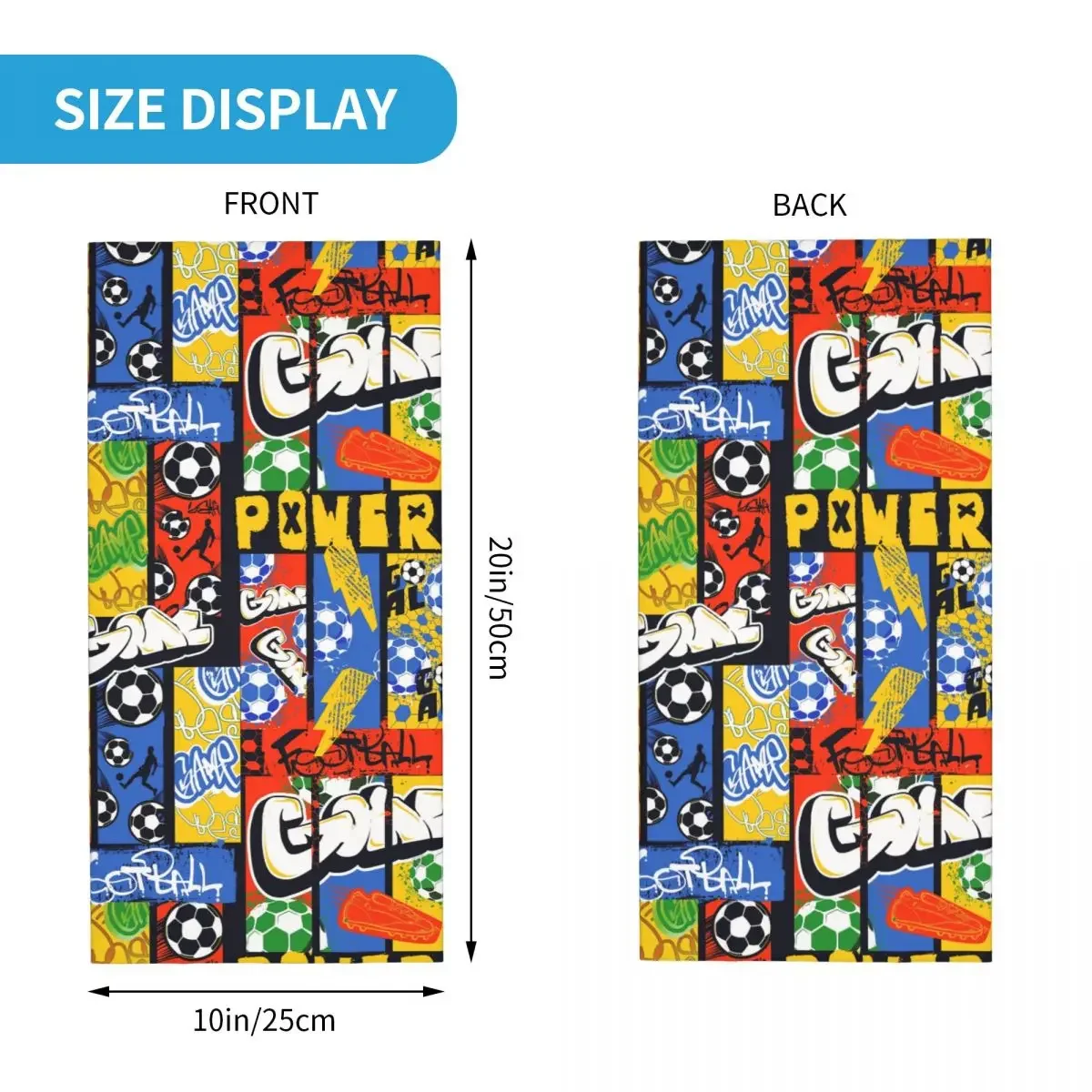 Football Pattern With Soccer Ball Players Motocross Bandana Neck Gaiter Printed Graffiti Art Pattern Wrap Scarf Multi-use