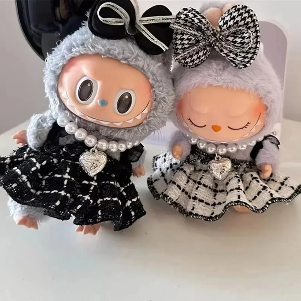 Mini ropa de muñeca de peluche, accesorios de atuendo para Corea, Kpop Exo Labubu V1 V2, falda con correa de ídolo, regalo de ropa