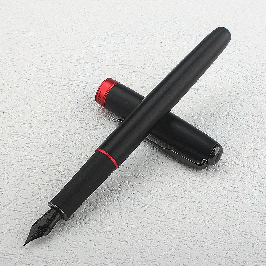 Jinhao 75 Metall-Füllfederhalter Schwarz/Schwarz-Rot Luxus-Stifte 0,5mm Spitze Schreibtintenstifte Schreibwaren Büro- und Schulbedarf