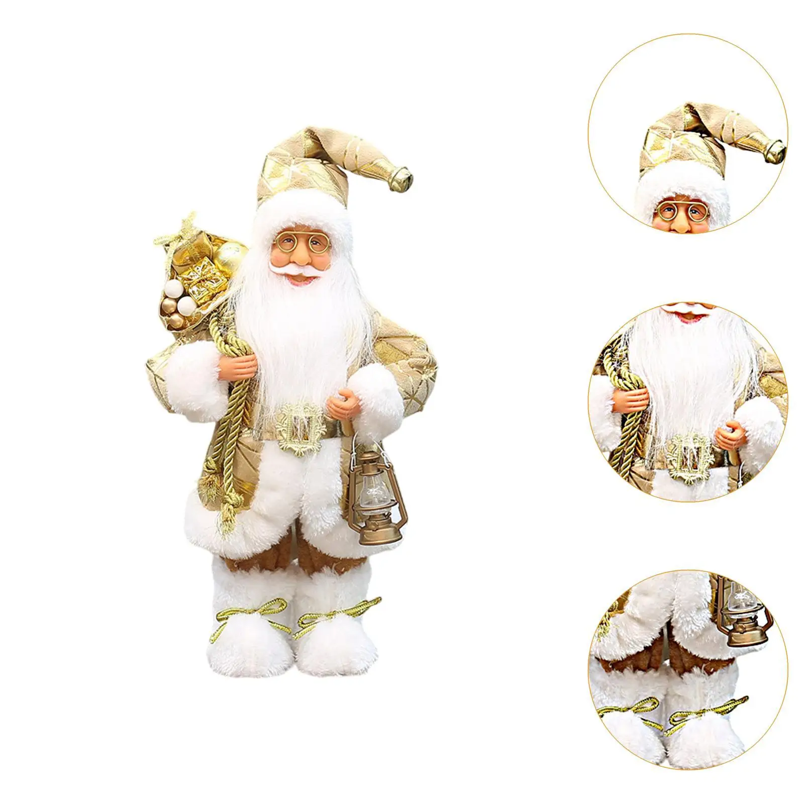 Boneka koleksi boneka Santa Claus dekorasi dekoratif 30cm boneka Natal klasik untuk meja ruang perapian toko Natal