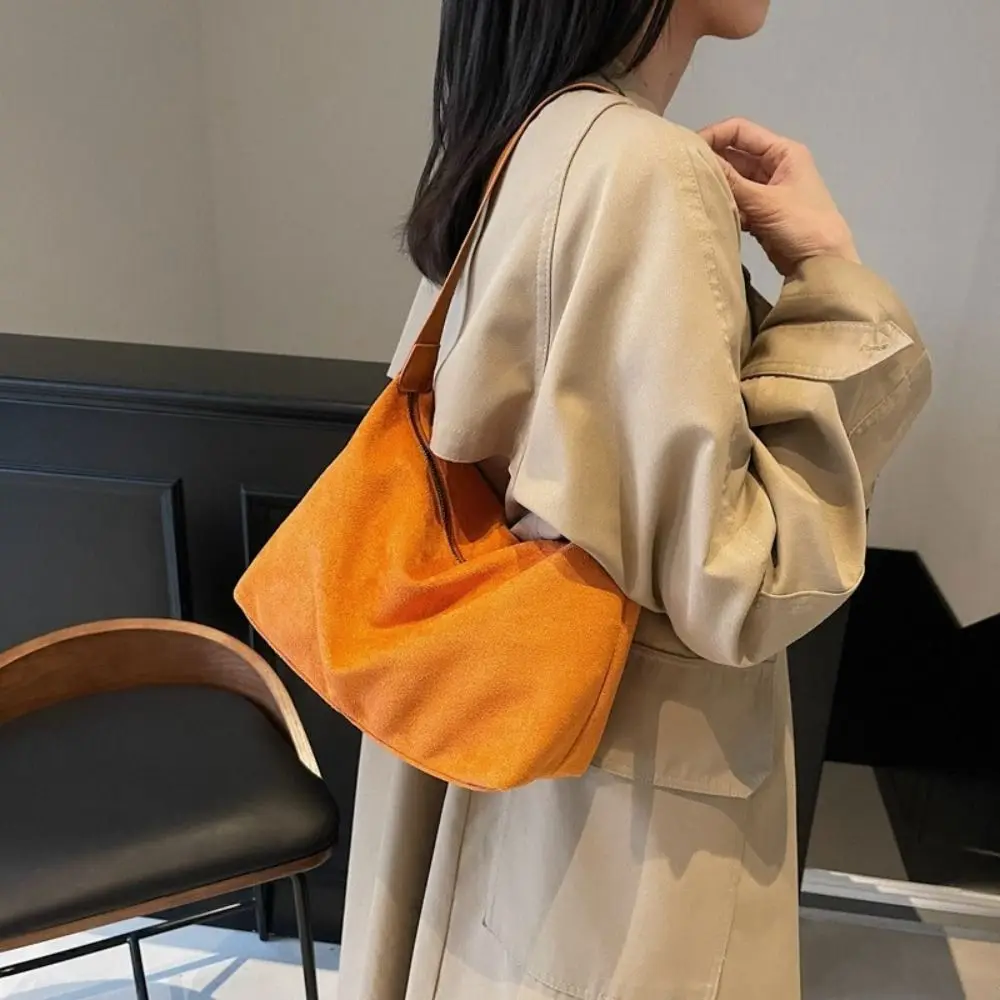 

Модная сумка, замшевая сумка на плечо, однотонная модная сумка-хобо, корейский стиль, большая вместительная женская сумка-тоут для девочек