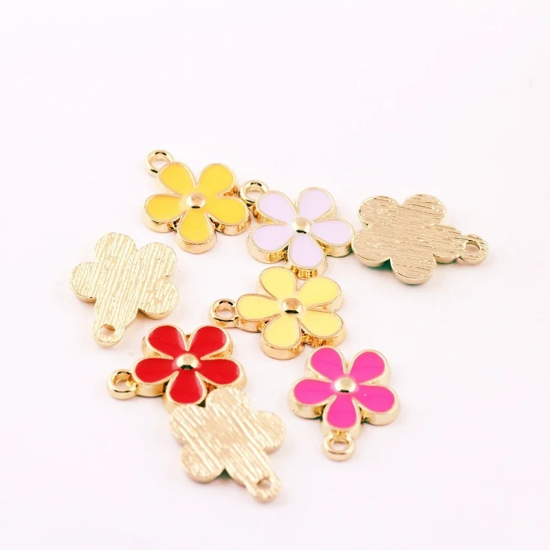 30PCS/Lot New Arrival Jewelry Flower DIY Pendants Charms Oil Drop Metal Alloy Bracelet Charm