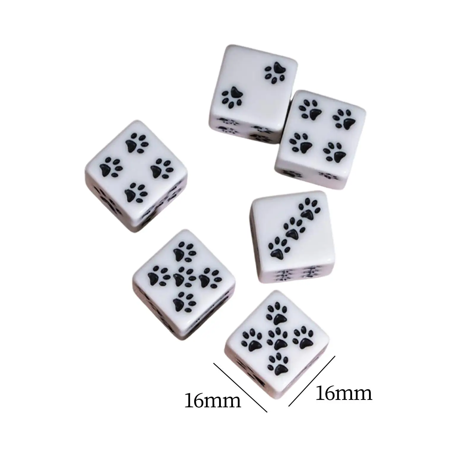 

16mm D6 Dice Black White Polyhedral Game Dices Resin Role Playing Game Props for Board Games