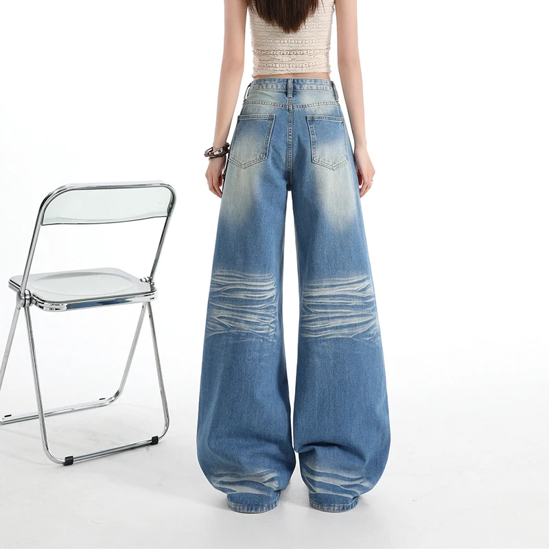 Vintage Wide Leg Jeans Women Summer Loose Casual Blue Streetwear Denim Pants Retro High Waist Harajuku Female Baggy New Trouser