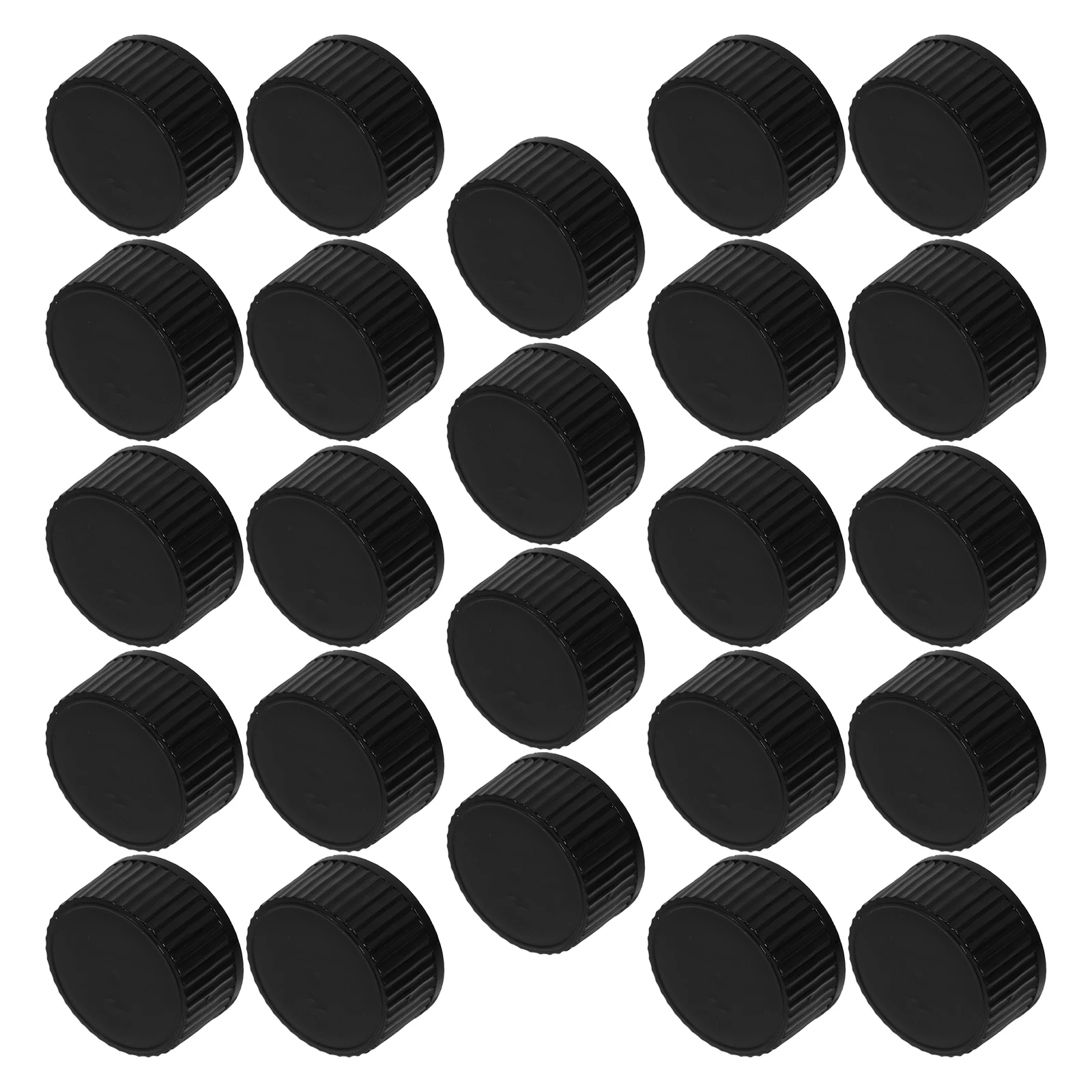 

24pcs Bottle Cap Sealing Plastic Black 20 Tooth Boston Screw Aromatherapy Essential Oil Perfume Cosmetics Leakproof Storage