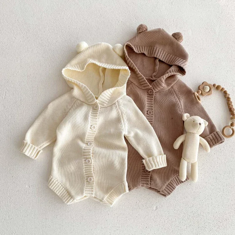 

Newest Autumn Korean Version Baby Clothes Ins Style Bear Shape Children's Knitted Sweater Baby Jumpsuit