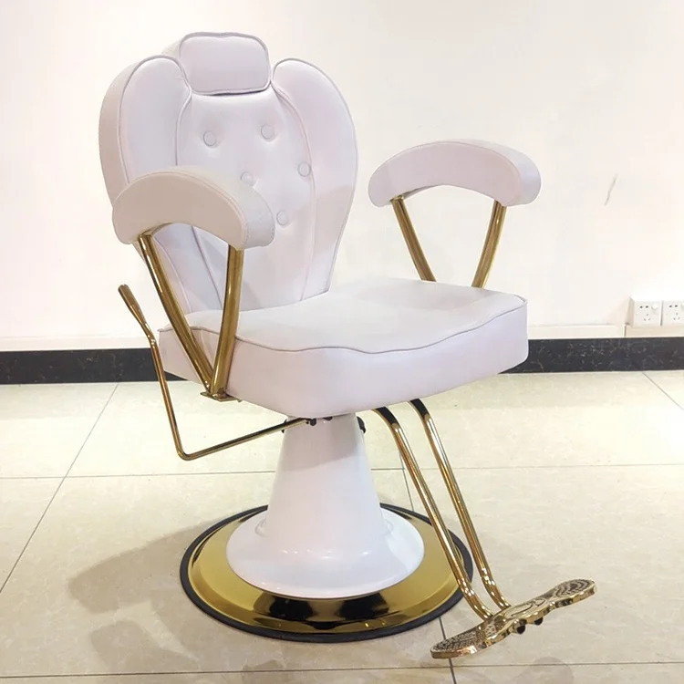 

Luxury Hair Salon Furniture Small Barber Chair Hydraulic Pump Hairdressing Chair White for Barbershop