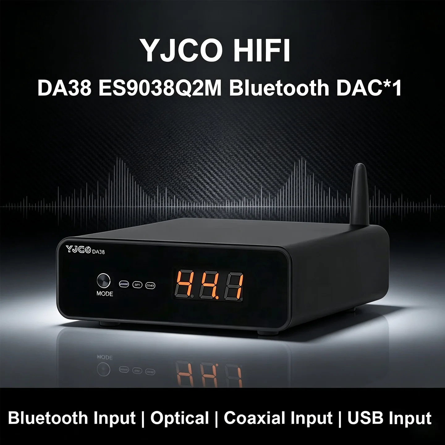 YJCO HiFi ES9038Q2M DAC Bluetooth 5.4 Receiver LDAC Lossless Audio Decoder Coaxial Optical USB RCA Output for Amplifier Speaker