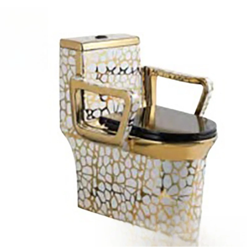 Electroplated gold toilet, ceramic bathroom gold-plated toilet, colored gold toilet with armrest